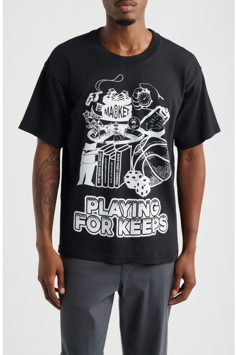 Playing For Keeps Cotton Graphic T-Shirt, Main, color, BLACK