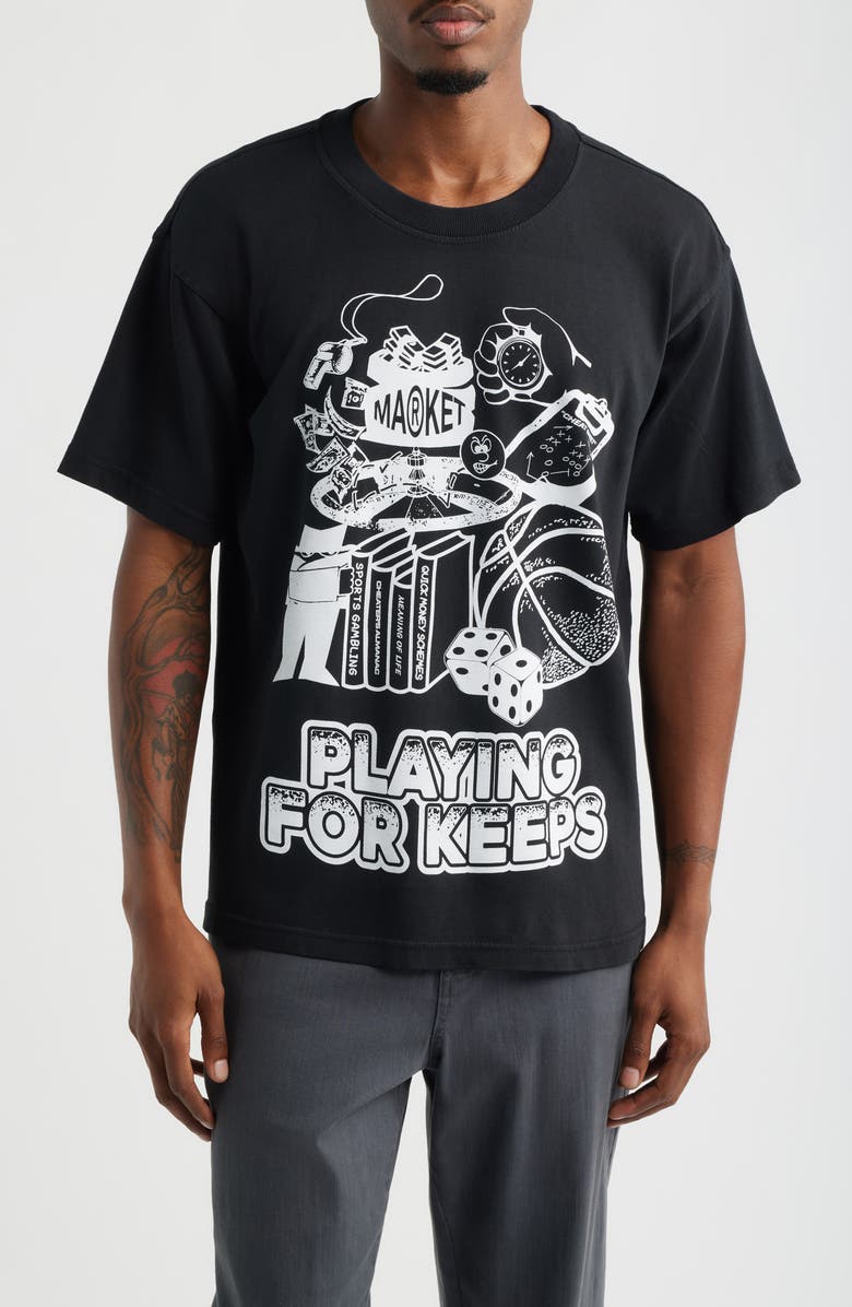 MARKET Playing For Keeps Cotton Graphic T-Shirt, Main, color, Black