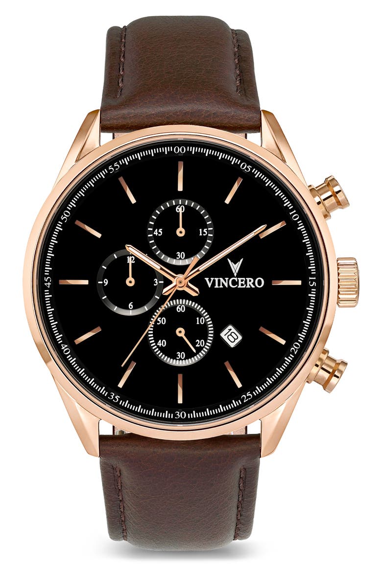 The Chrono S2 Chronograph Leather Strap Watch, 43mm, Main, color, ROSE GOLD