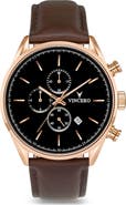 Vincero The Chrono S2 Chronograph Leather Strap Watch, 43mm
