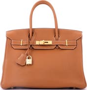 Pre-Owned Hermes Birkin Handbag Brown Togo with Gold Hardware 30