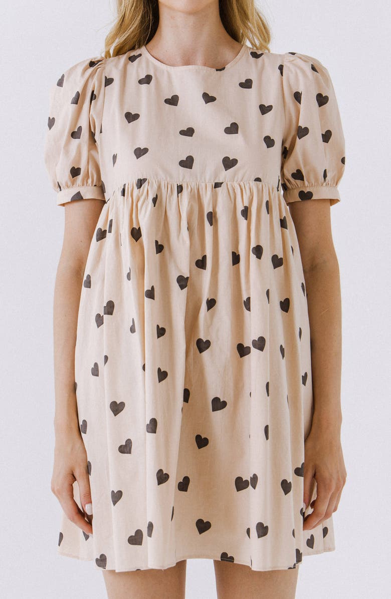 English Factory Heart Print Minidress, Alternate, color, 