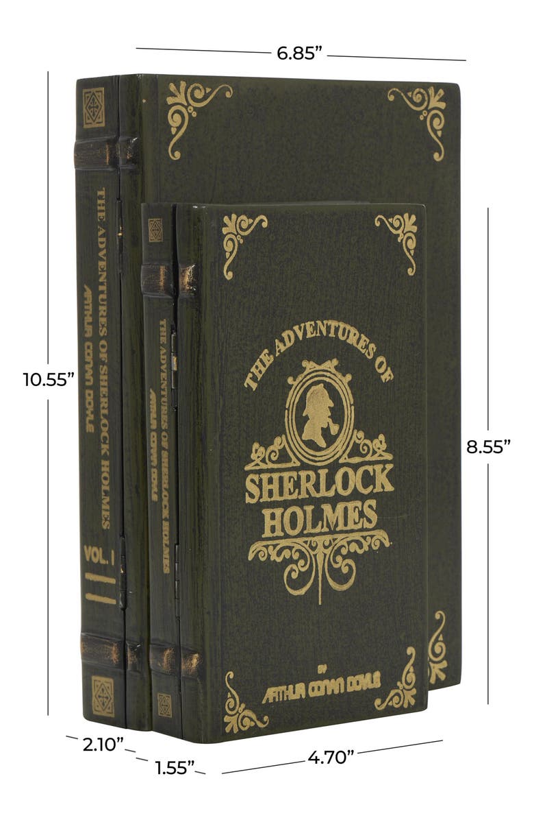 SONOMA SAGE HOME Sherlock Holmes Set of 2 Faux Book Boxes, Alternate, color, Green