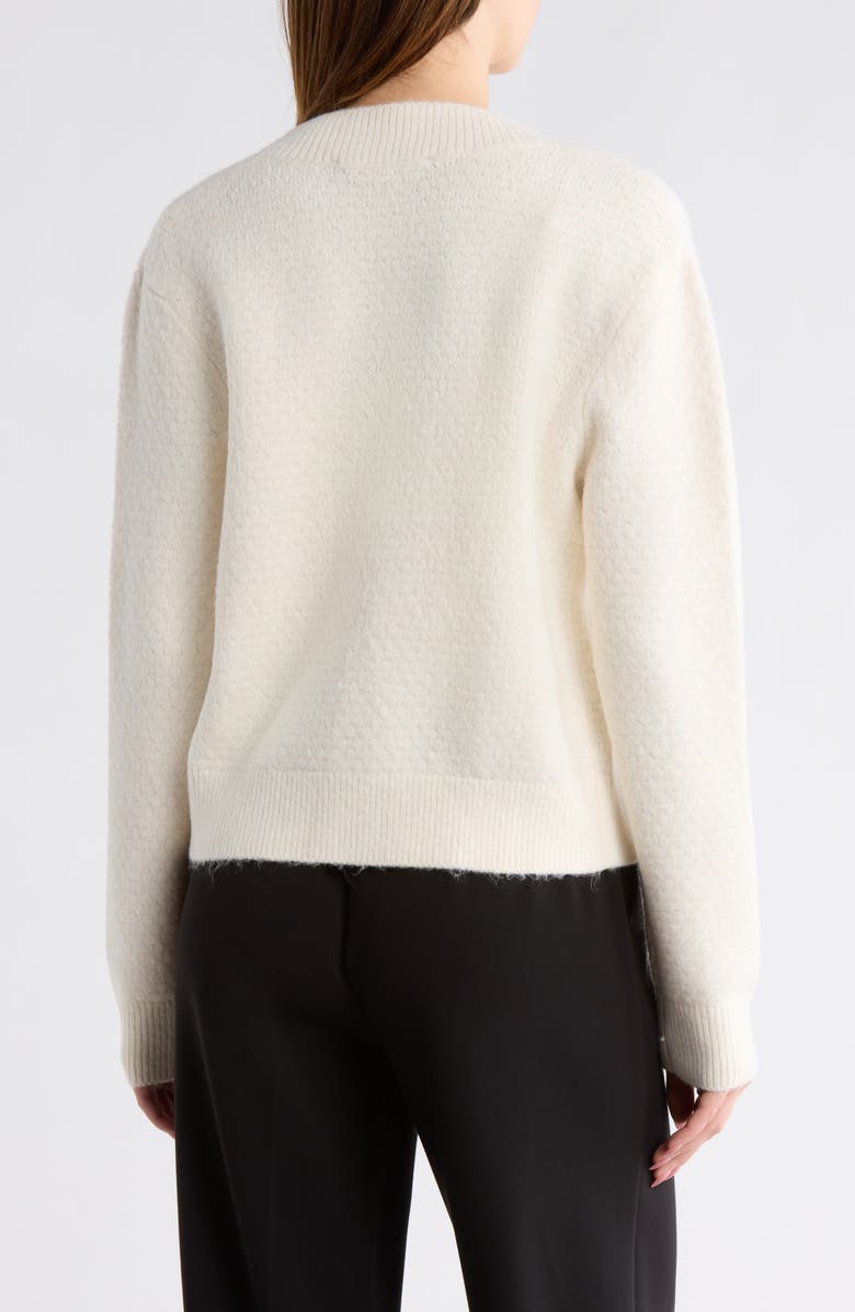 French Connection Velvet Tie Bobble Knit Crop Cardigan, Alternate, color, Classic Cream With Black Bows