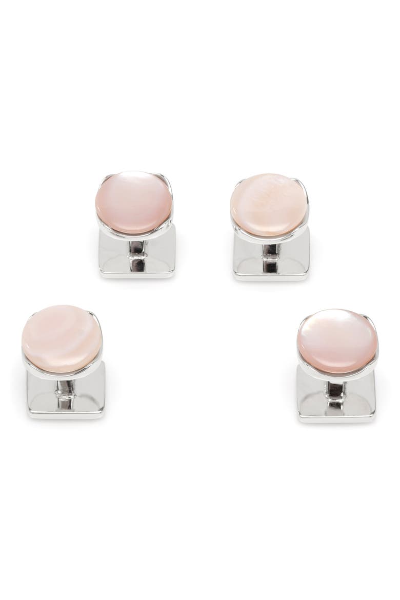 Sterling Silver & Mother-of-Pearl Shirt Studs, Main, color, PINK
