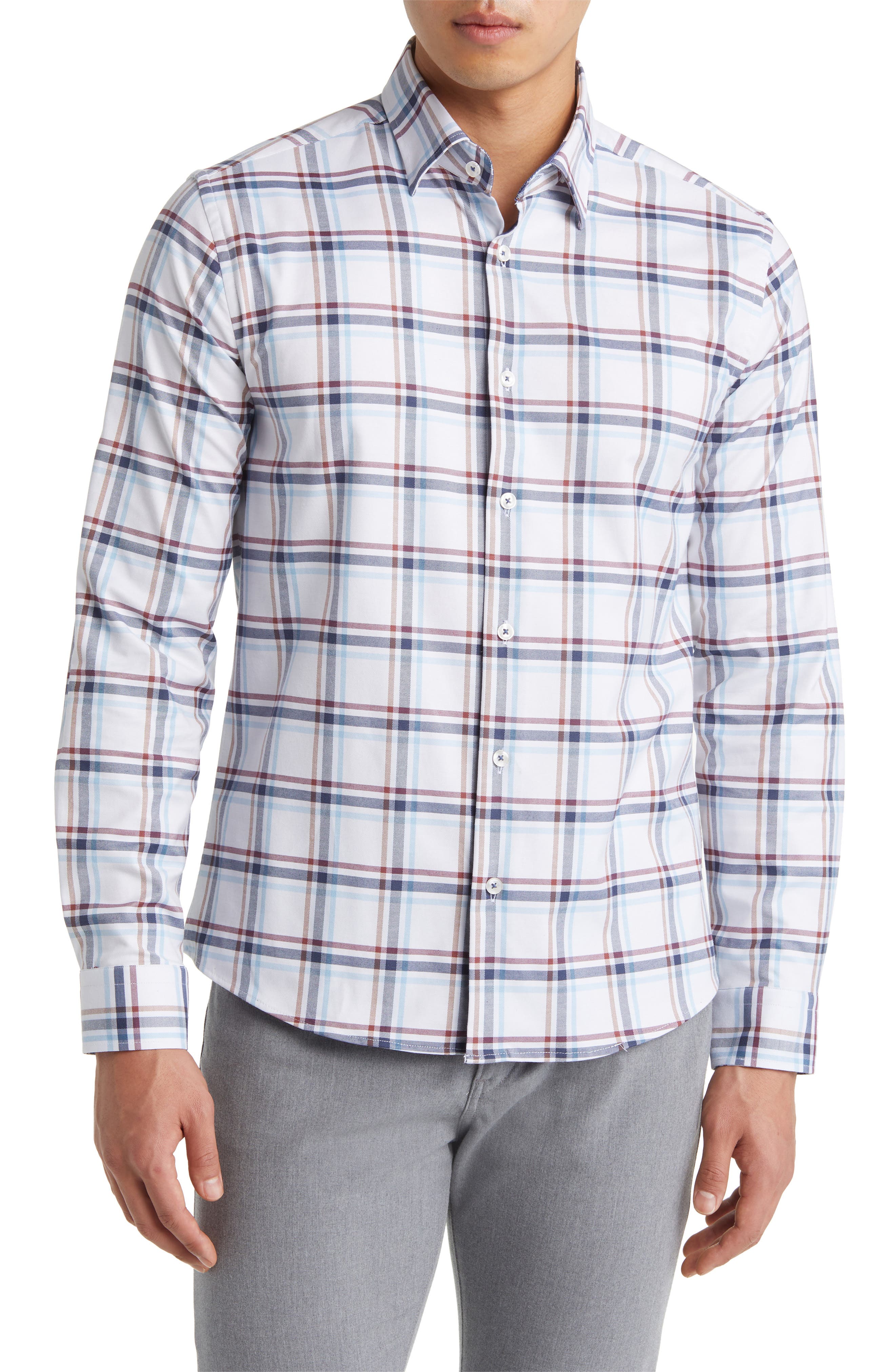 Stone Rose DRY TOUCH® Plaid Performance Button-Up Shirt