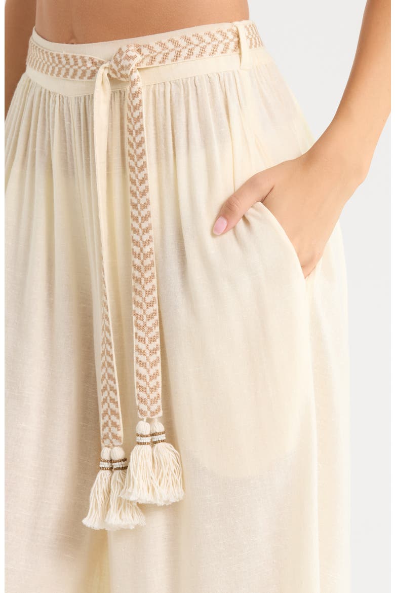 Tie Belt Wide Leg Cover-Up Pants, Alternate, color, OFF WHITE