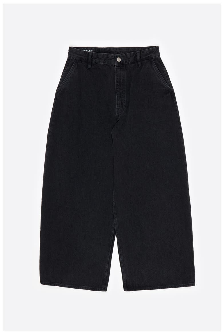 WIDE LEG - Washed Denim Trousers, Alternate, color, WASHED BLACK