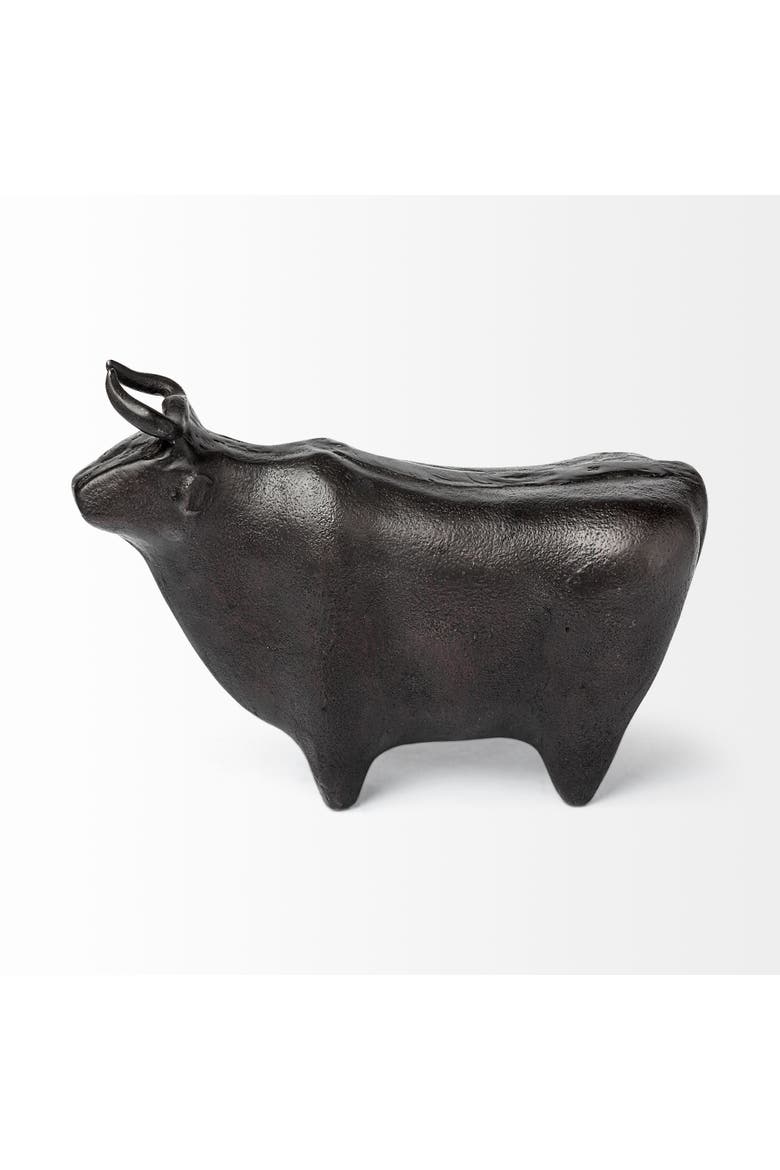 Taurus II Aluminum Bull Decorative Object, Alternate, color, Black