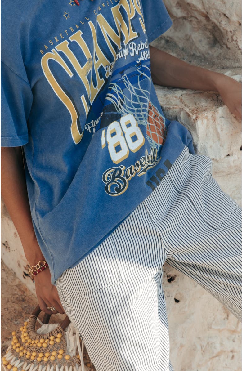 Colourful Rebel Champions Acid Wash Loosefit Tee, Alternate, color, Blue