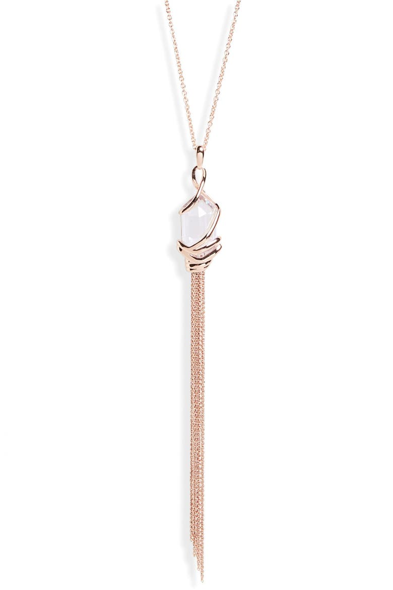 'Miss Havisham' Tassel Pendant Necklace, Alternate, color, ROSE GOLD/ CLEAR