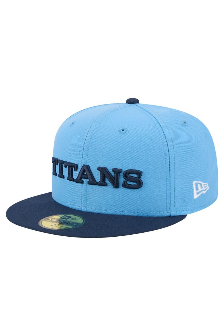 Men's New Era  Light Blue/Navy Tennessee Titans Wordmark 59FIFTY Fitted Hat, Main, color, Light Blue