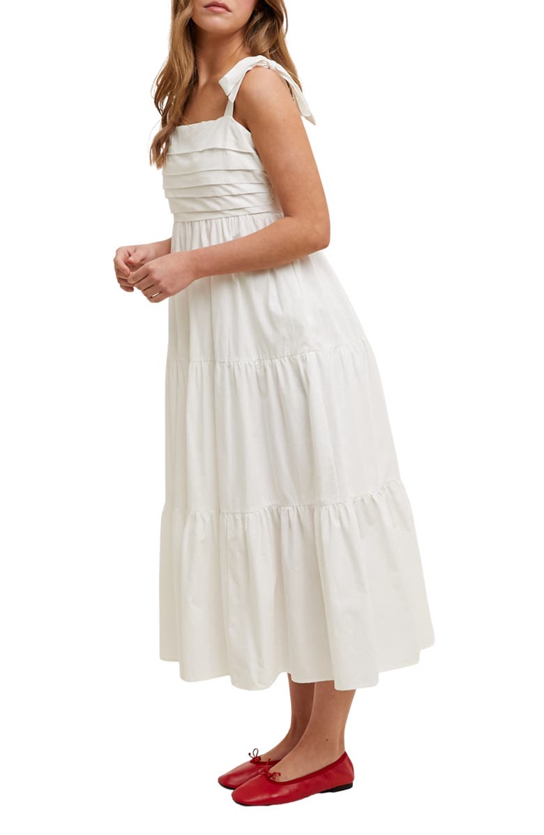 WISHLIST Tie Strap Pleated Bodice Cotton Sundress, Alternate, color, Off White