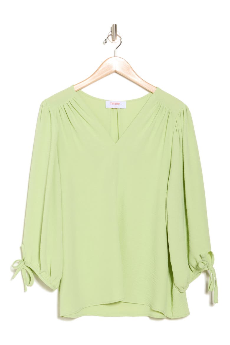 V-Neck Long Sleeve Top, Alternate, color, DARK CITRON