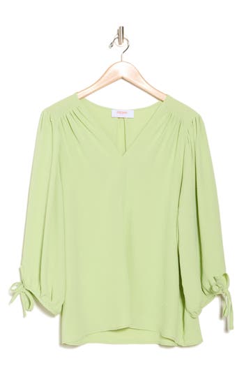 Shop Renee C V-neck Long Sleeve Top In Dark Citron
