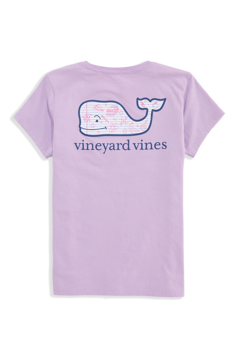 Kids' Back to School Doodle Whale Pocket Graphic Cotton T-Shirt, Alternate, color, LILAC BREEZE