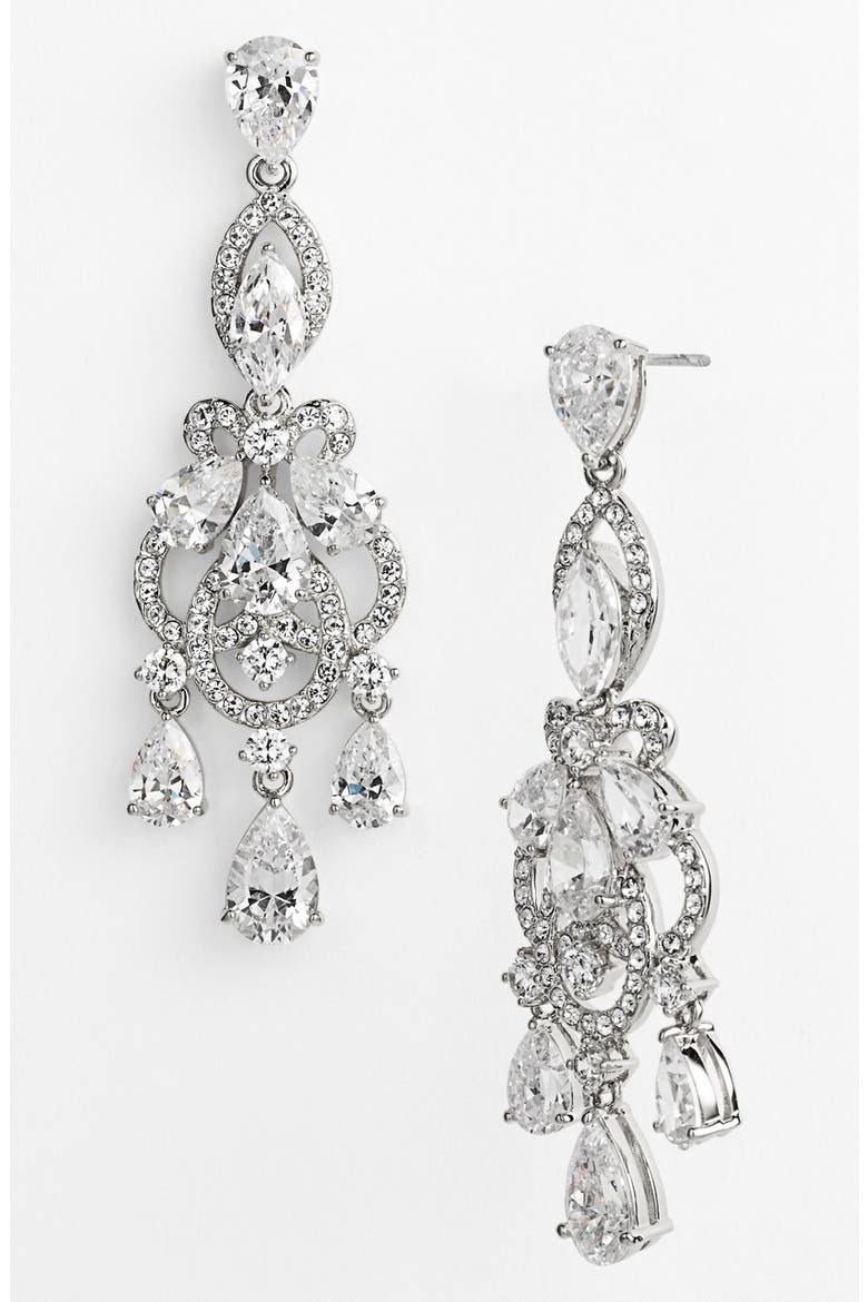 'Legacy' Crystal Chandelier Earrings, Alternate, color, SILVER/ CLEAR