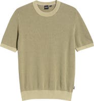 BOSS Leale Short Sleeve Cotton Crewneck Sweater