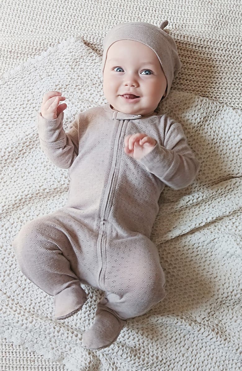 L'ovedbaby Organic Cotton Pointelle Zip Footie, Alternate, color, 