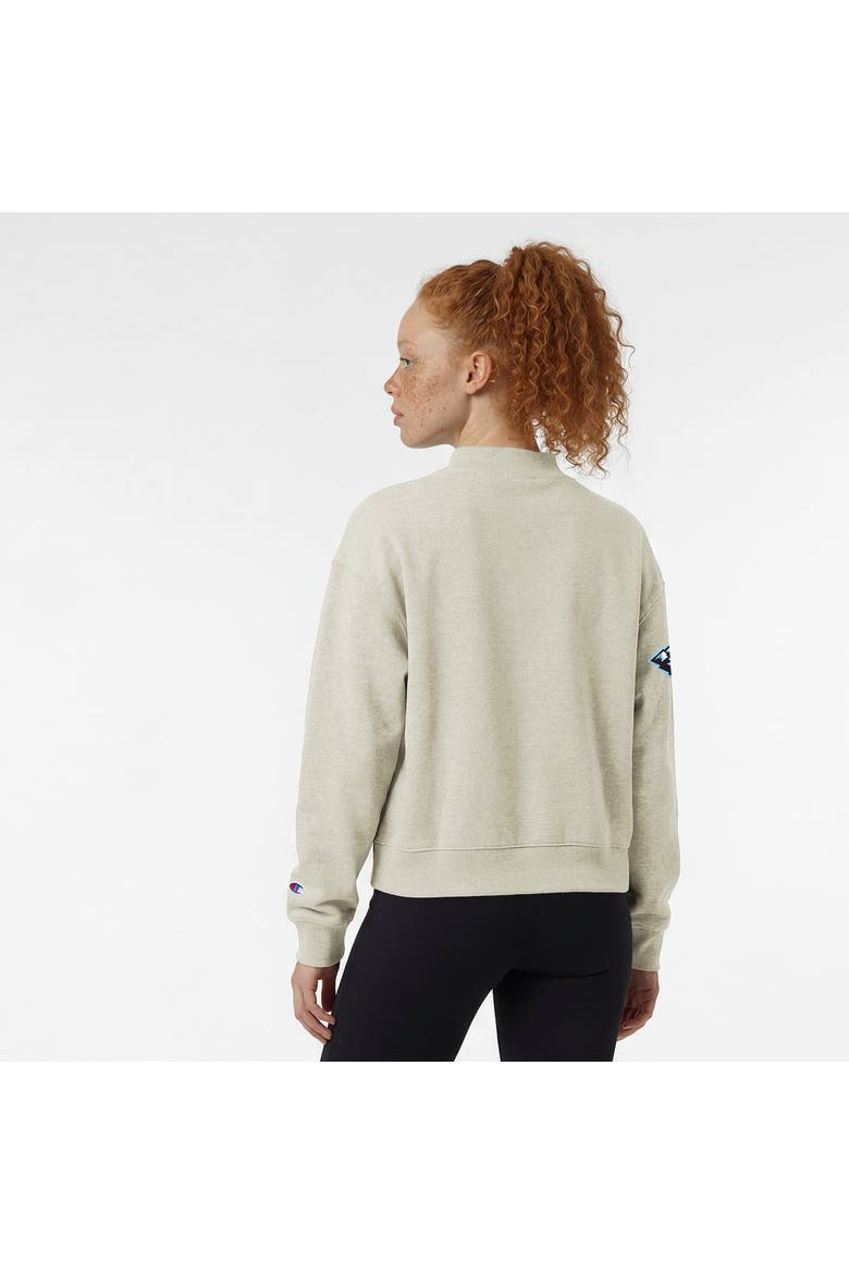 Women's Champion  Oatmeal Utah Mammoth Collar Script Triumph Fleece Crewneck Sweatshirt, Alternate, color, Oatmeal