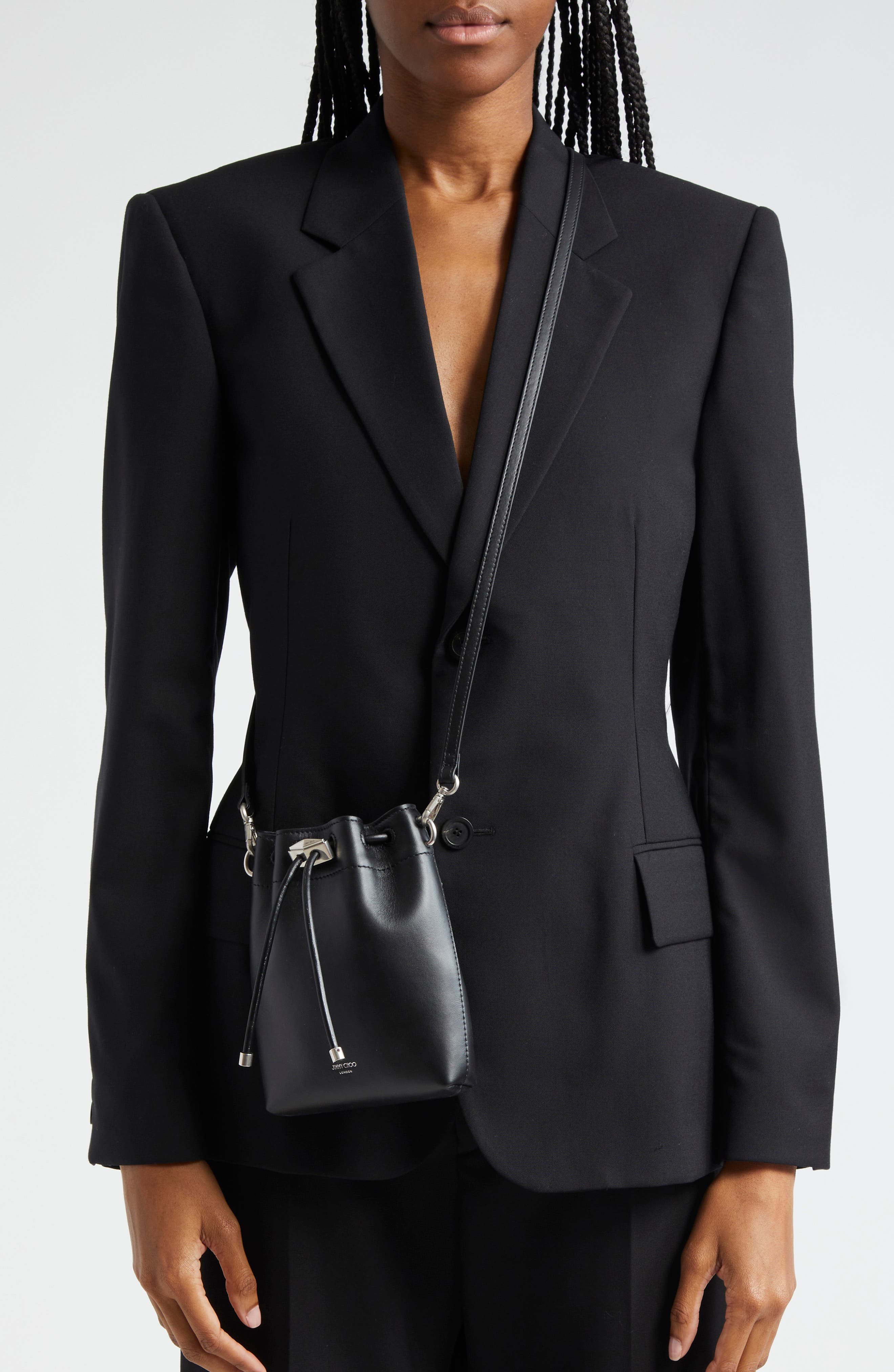 Jimmy Choo Bon Bon Leather Bucket Bag, Alternate, color, 