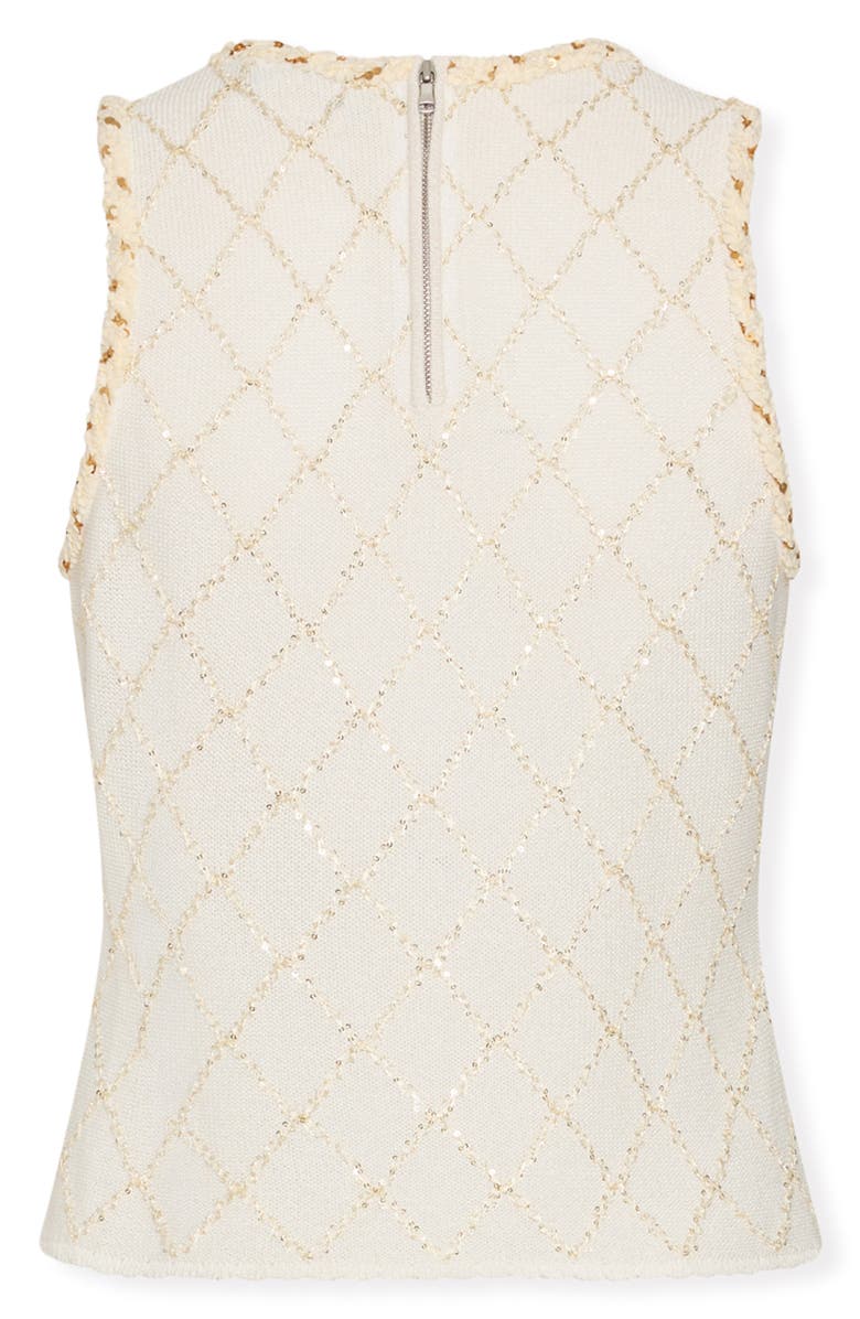 Milly Meli Beaded Sleeveless Sweater, Alternate, color, Off White