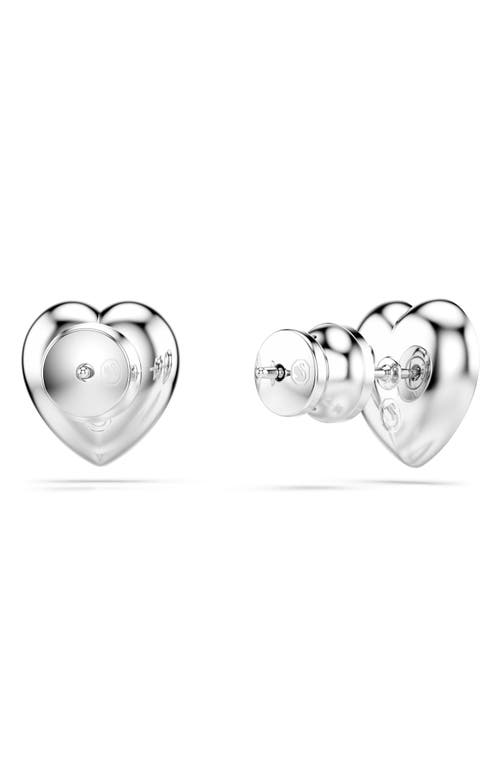 Swarovski X Ariana Grande Rhodium Plated Heart Mixed Cuts Stud Earrings In White/silver