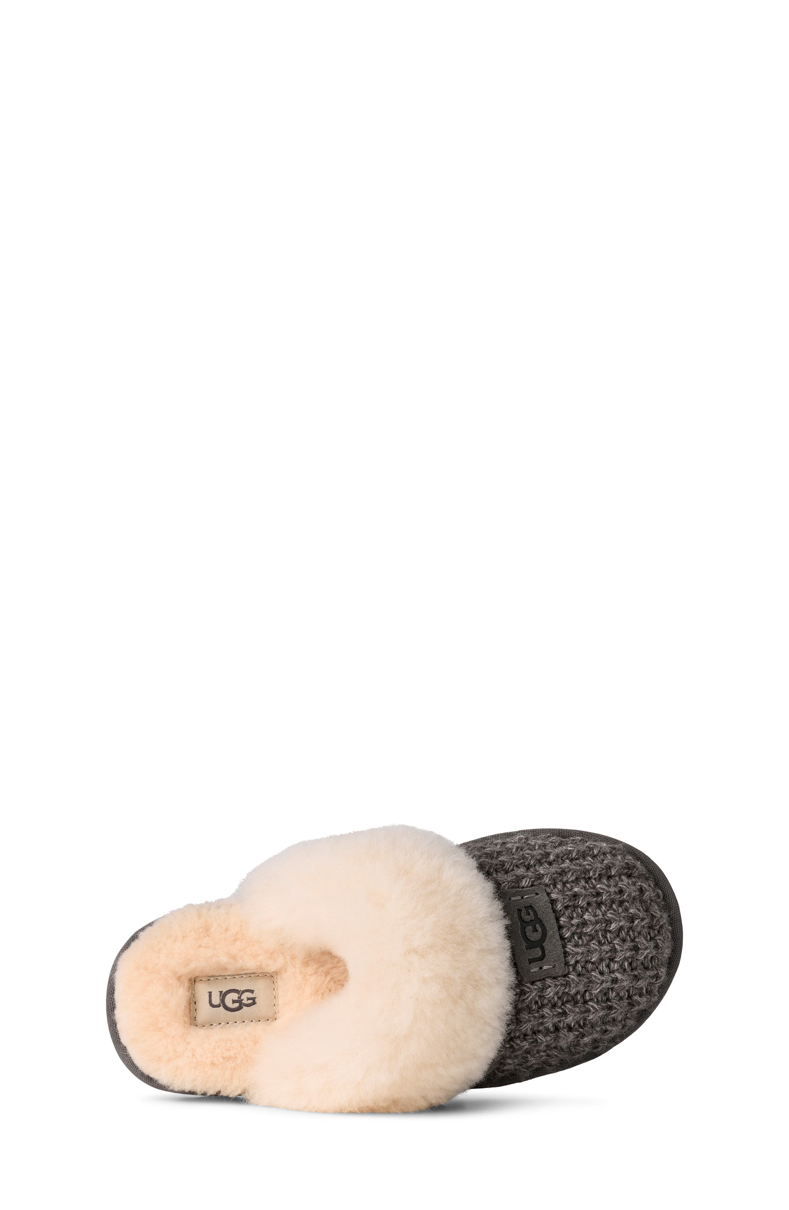 UGG<sup>®</sup> Kids' Cozy Knit II UGGplush<sup>™</sup> & Genuine Shearling Trim Slipper, Alternate, color, Charcoal