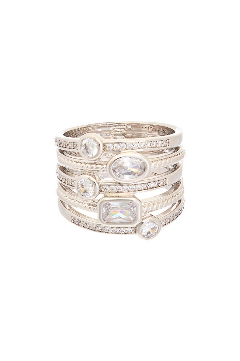 Layered CZ Ring, Main, color, WHITE GOLD