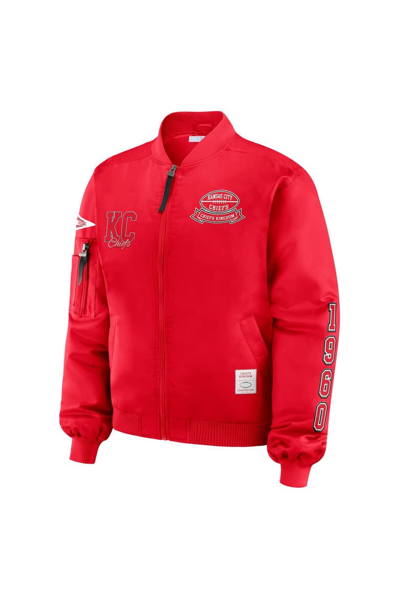 Women's WEAR by Erin Andrews Red Kansas City Chiefs Patch Full-Zip Bomber Jacket, Alternate, color, Red