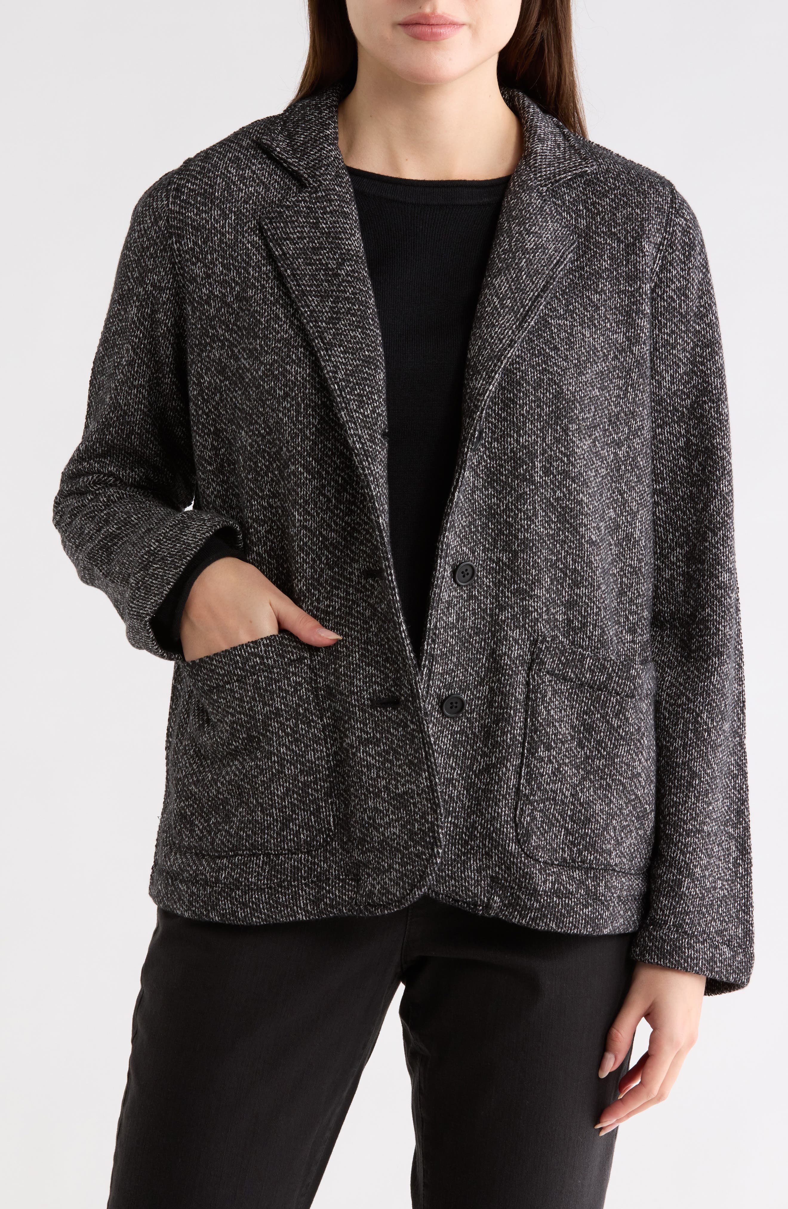 Eileen Fisher Stand Collar Organic Cotton Jacket