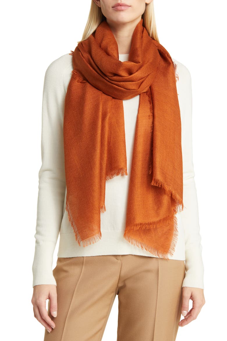 Cashmere & Silk Wrap, Main, color, RUST UMBER