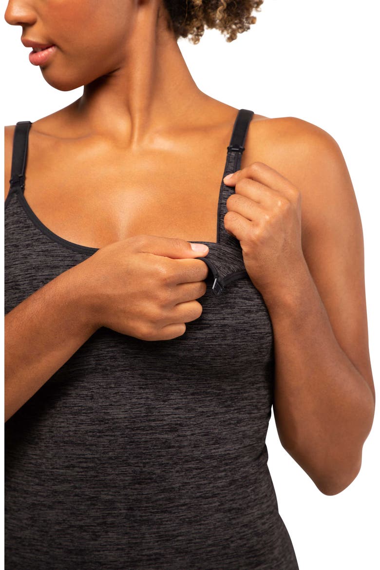 Seamless Maternity/Nursing Yoga Tank, Alternate, color, CHARCOAL MELANGE