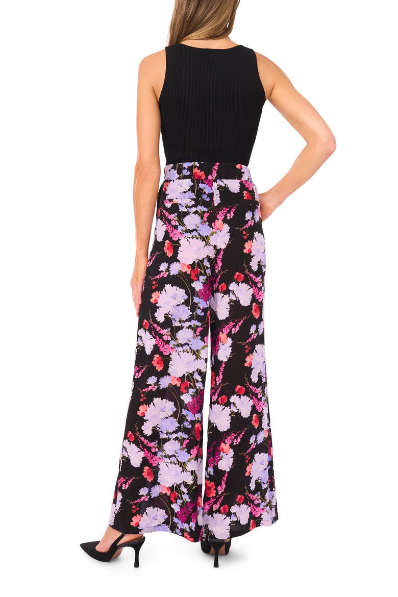 Maya Floral Wide Leg Pants, Alternate, color, RICH BLACK