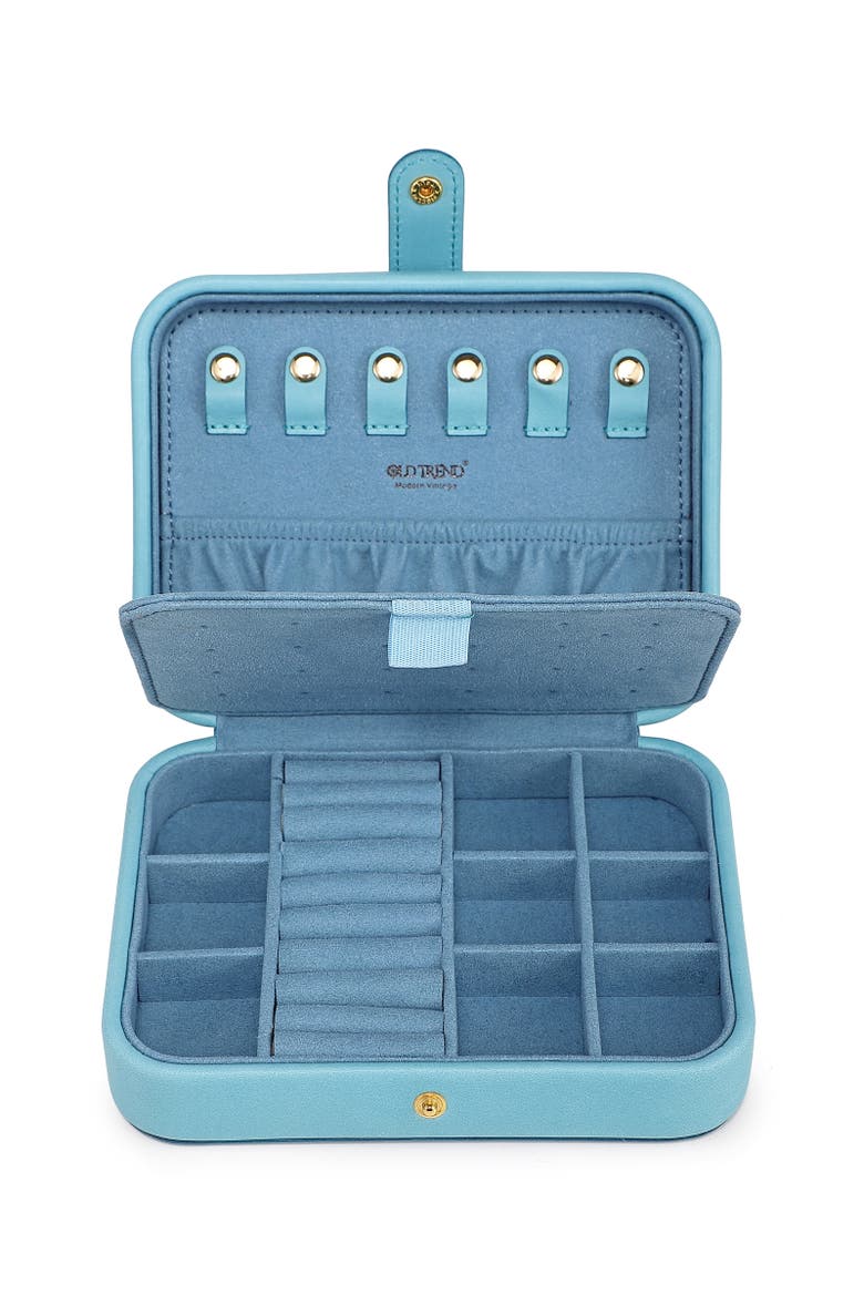 Rectangular Genuine Leather Jewelry Storage Box, Alternate, color, Turquoise