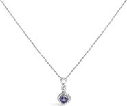 Haus of Brilliance 10K White Gold Blue Purple Tanzanite and Diamond Accent Drop Pendant Necklace