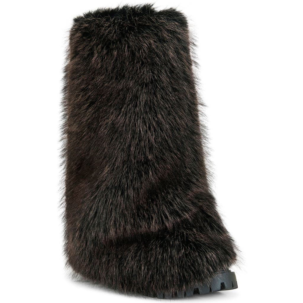 Azalea Wang Lisboa Cuffed Faux Fur Bootie In Black