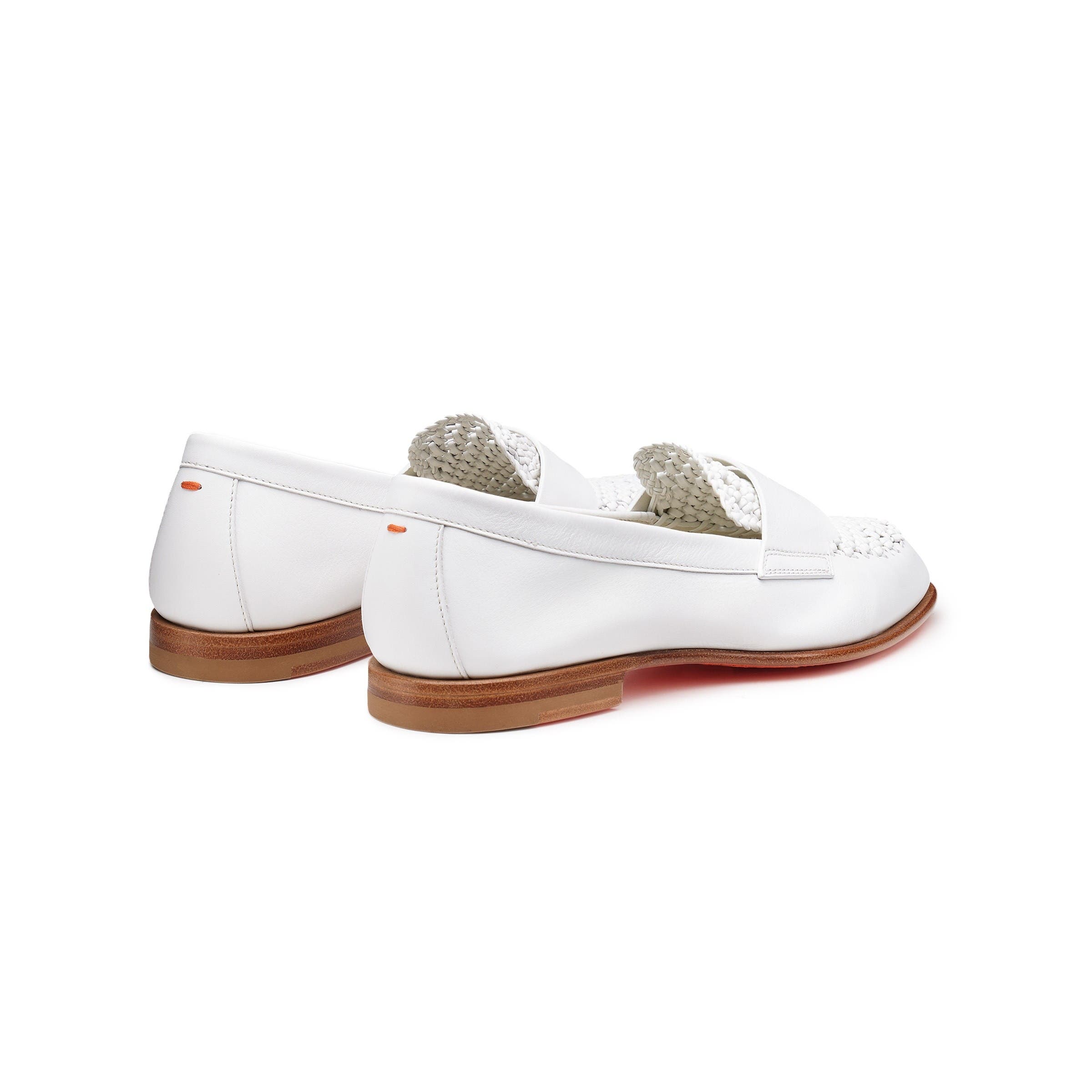 Santoni Women's Leather Penny Loafer, Alternate, color, White
