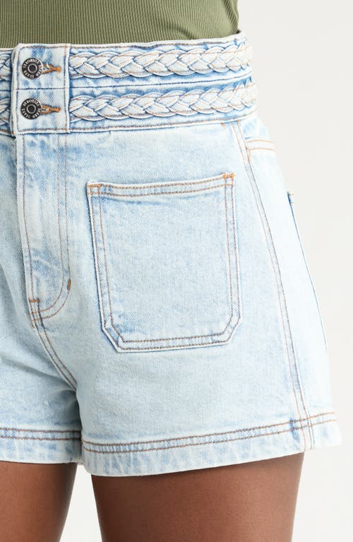 Veronica Beard Elijah Braided Patch Pocket Denim Shorts In Blue