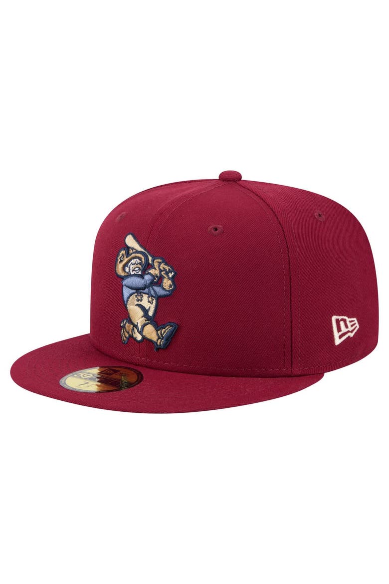 Men's New Era  Burgundy Frisco RoughRiders Authentic Collection 59FIFTY Fitted Hat, Alternate, color, Burgundy