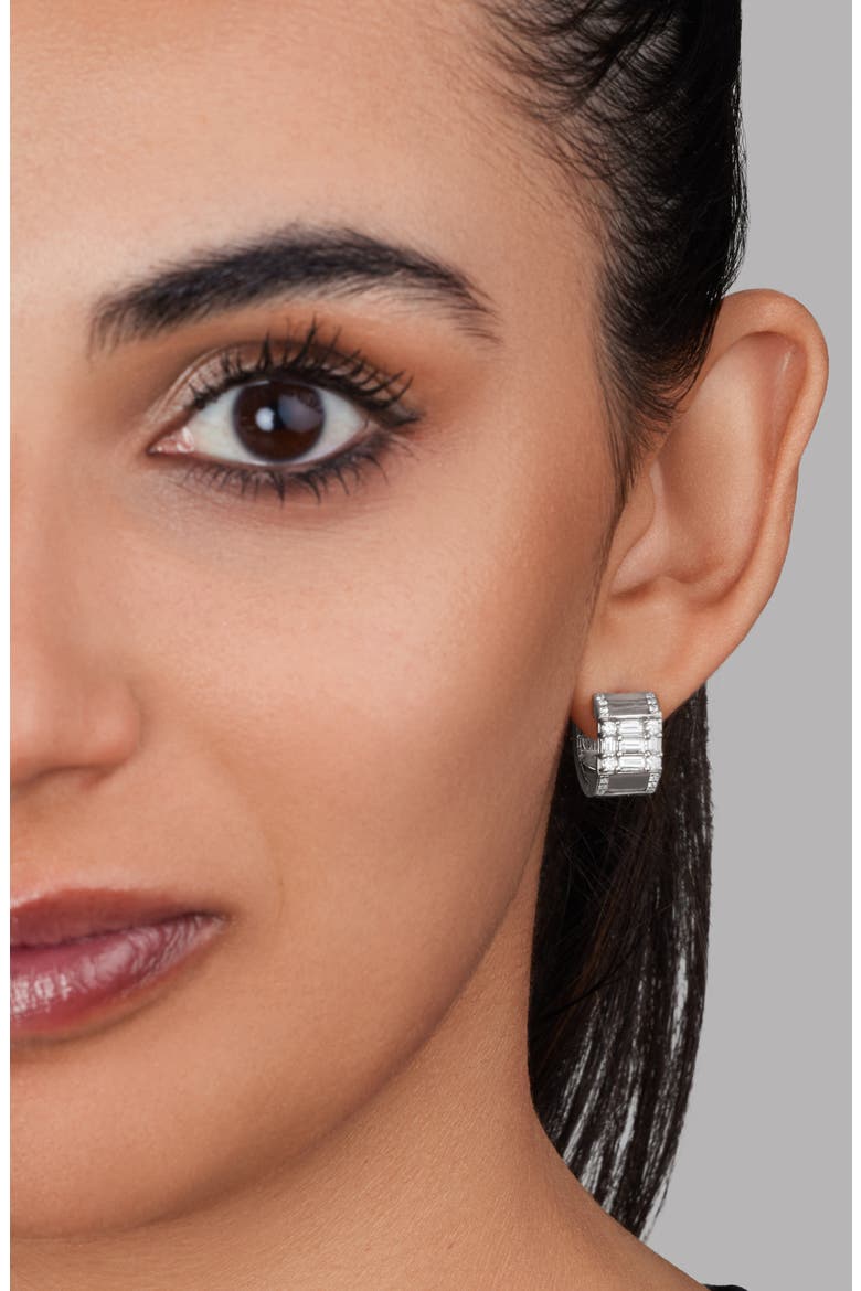 Clarity Diamond Huggie Hoop Earrings, Alternate, color, 18K WHITE GOLD