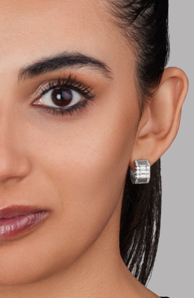 Mindi Mond Clarity Diamond Huggie Hoop Earrings, Alternate, color, 18K White Gold