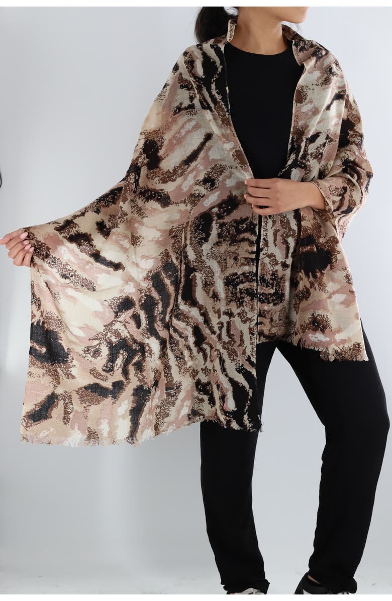 La Fiorentina Abstract Print Scarf, Alternate, color, Brown