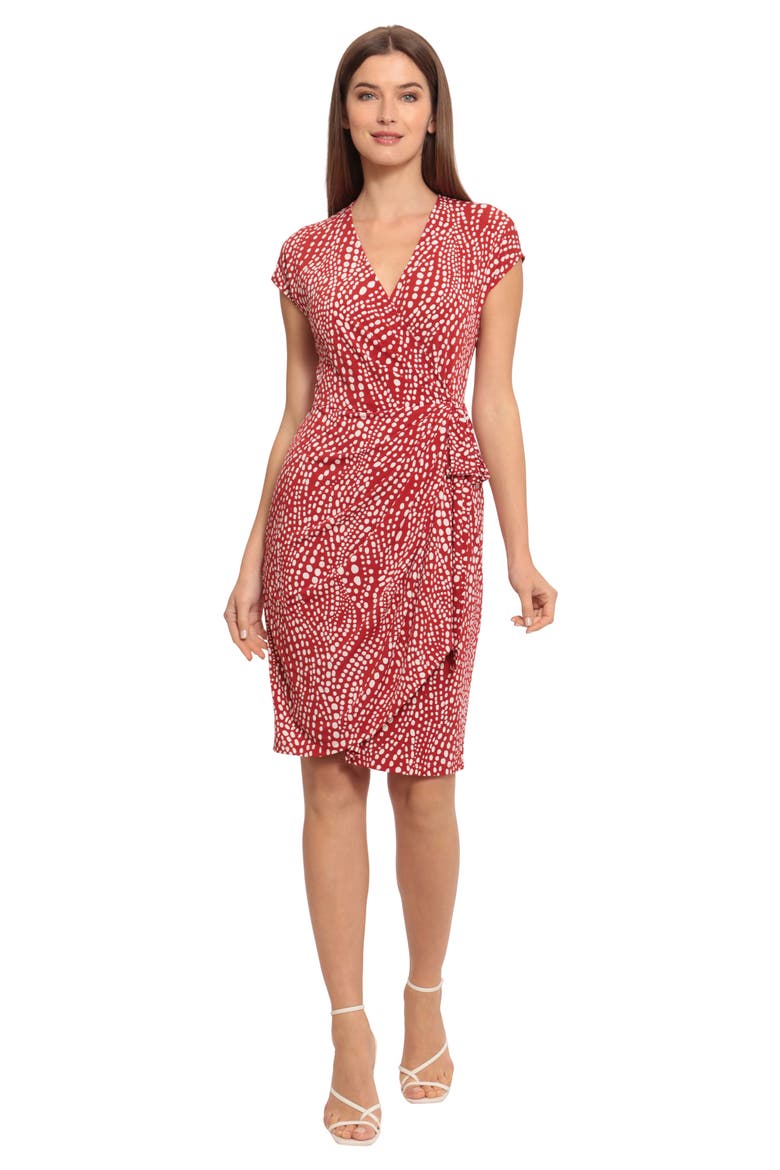 Matte Jersey Wrap Dress, Alternate, color, RED/ PINK