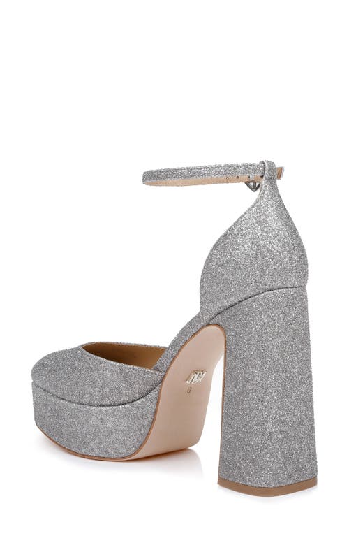 Badgley Mischka Collection Jayda Ankle Strap Platform Pump In Silver Antique