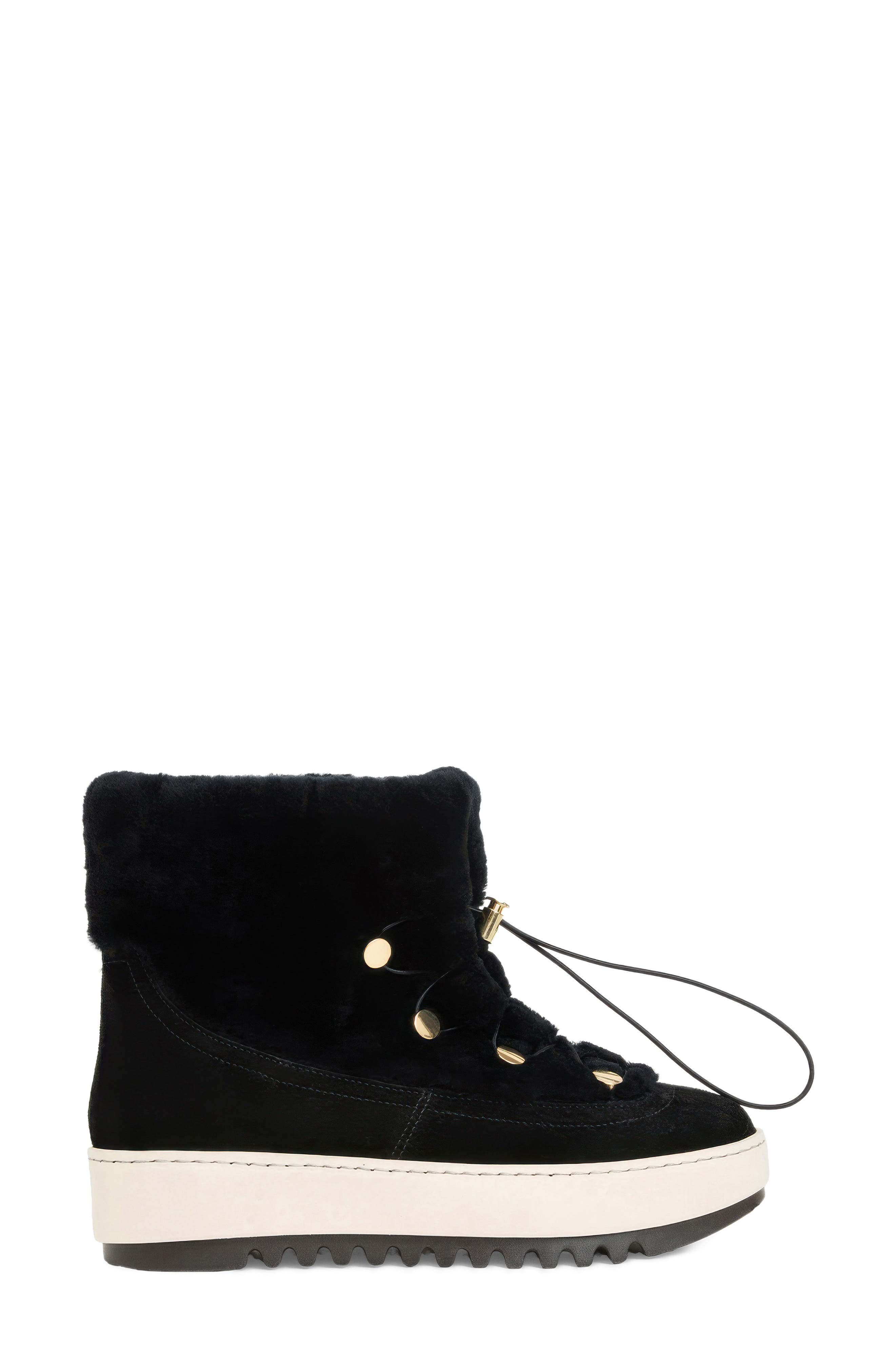 Alena Genuine Shearling Boot, Alternate, color, BLACK SUEDE