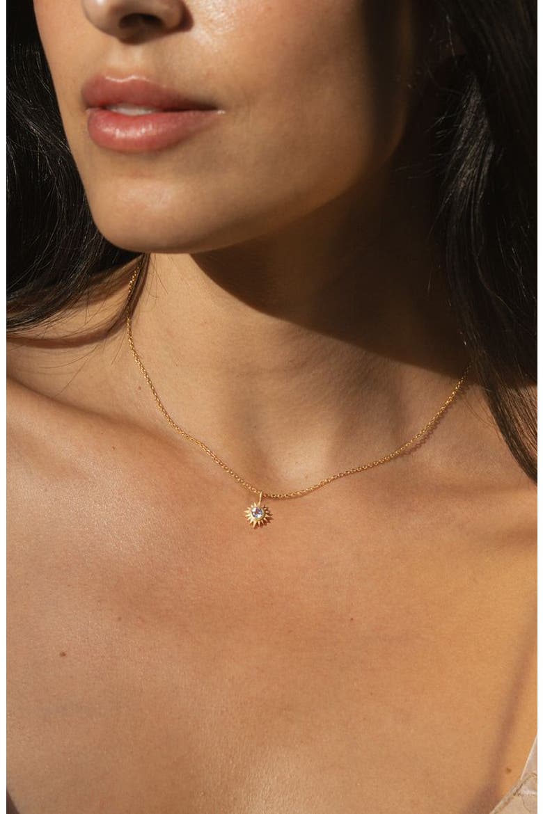 Clarity White Topaz Starburst Necklace, Alternate, color, Gold
