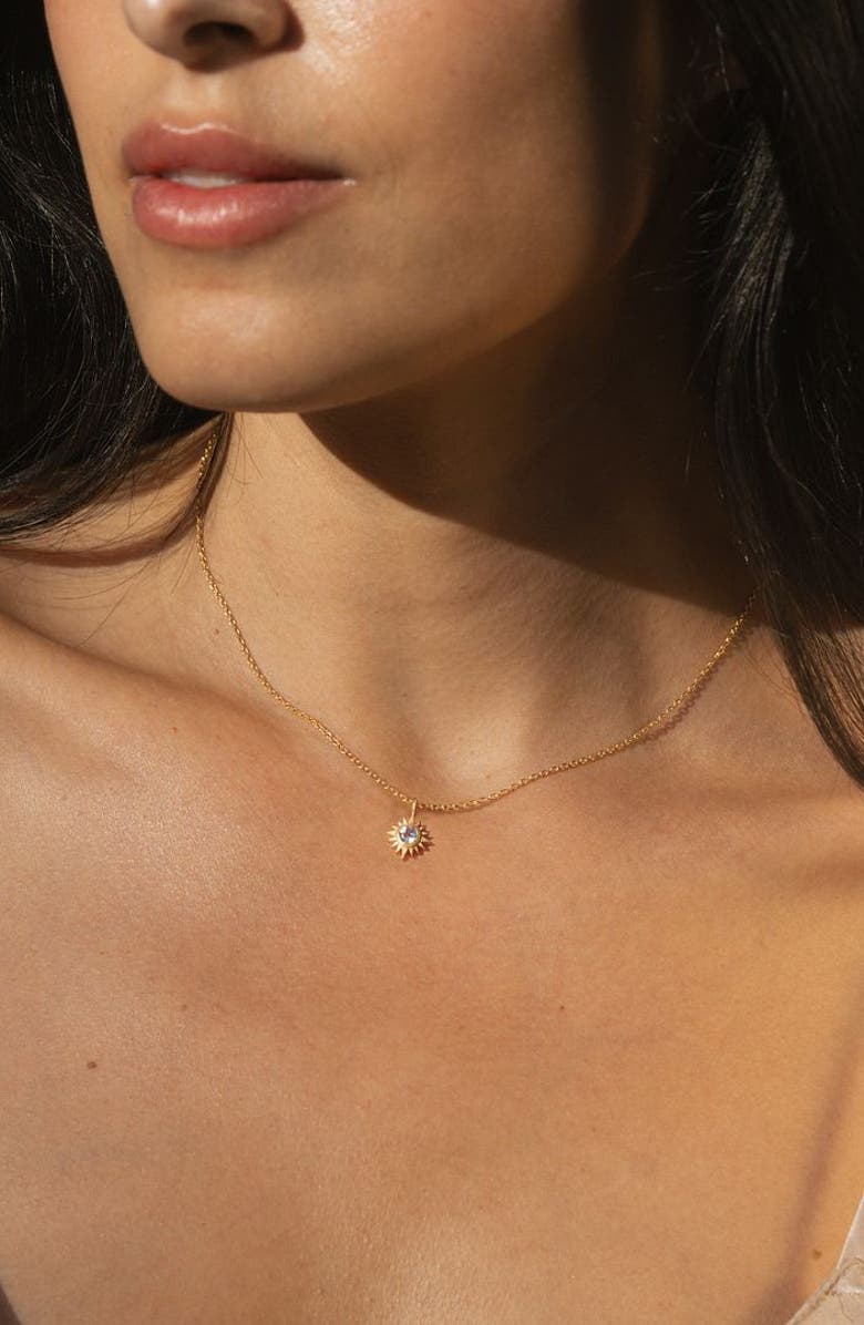 Satya Jewelry Clarity White Topaz Starburst Necklace, Alternate, color, Gold