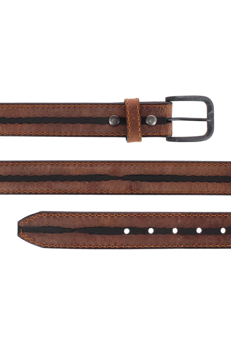 Tatanka 40mm Genuine Vintage Bison Contrast Stitch Jean Belt, Alternate, color, Honey Brown