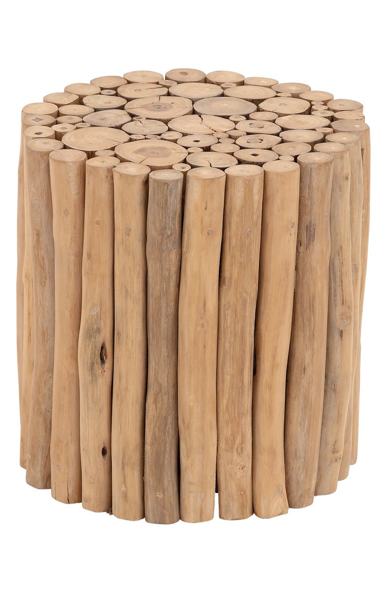 GINGER BIRCH STUDIO Brown Teakwood Handmade Stick Cluster Design Accent Table, Main, color, 